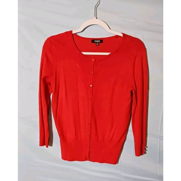 Premise Studio Cardigan Small Long Sleeve Sweater w/ Fancy Buttons Burnt Orange - Picture 1 of 9